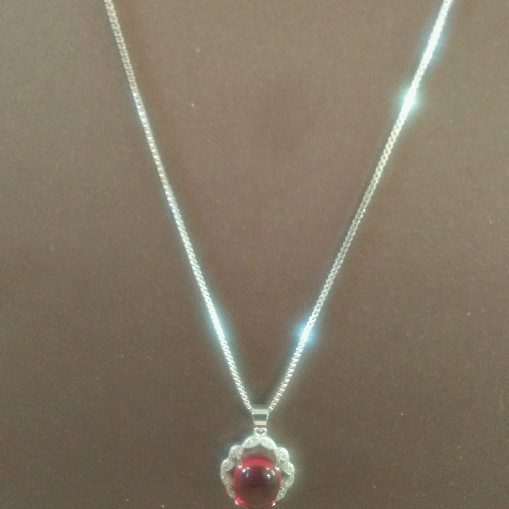 Natural  Ruby Corundum Pendant 925 Sterling Silver